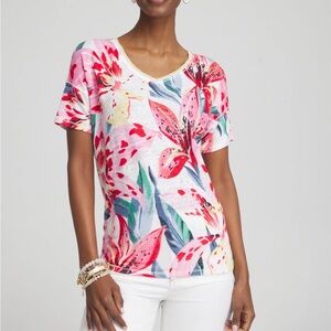 Chico's Lily Sweater Trim Linen Tee